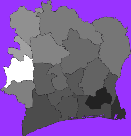 Ivory Coast elevation map